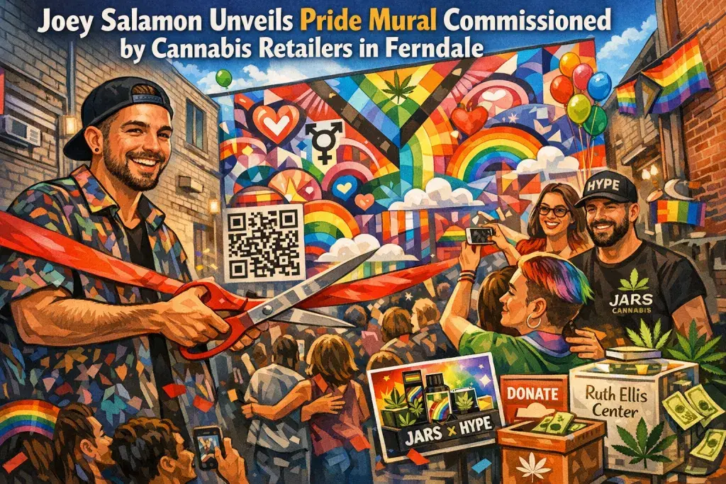 Joey Salamon Unveils Pride Mural Commissioned by Cannabis Retailers in Ferndale