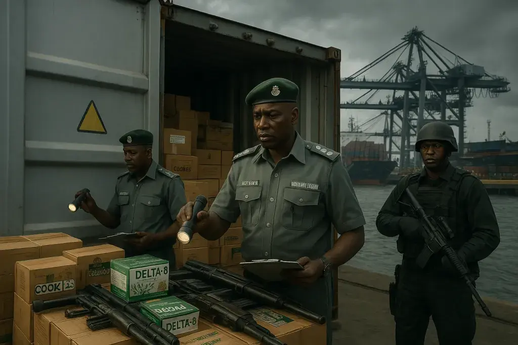 Nigeria Customs Seizes Rifle Parts and Cannabis Products at Port